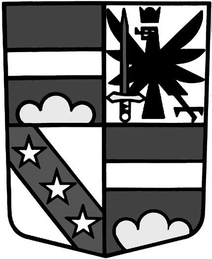 Ecartelé: aux I et IV de sinople a la fasce d